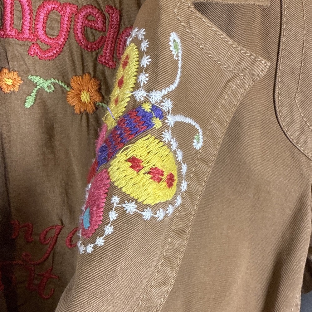Johnny Was JW Los Angeles Tan Embroidered Western Cut Jacket Womens Sz Medium - Picture 3 of 13